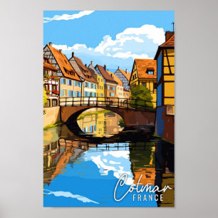 Affiche Illustration de voyage vintage Colmar France