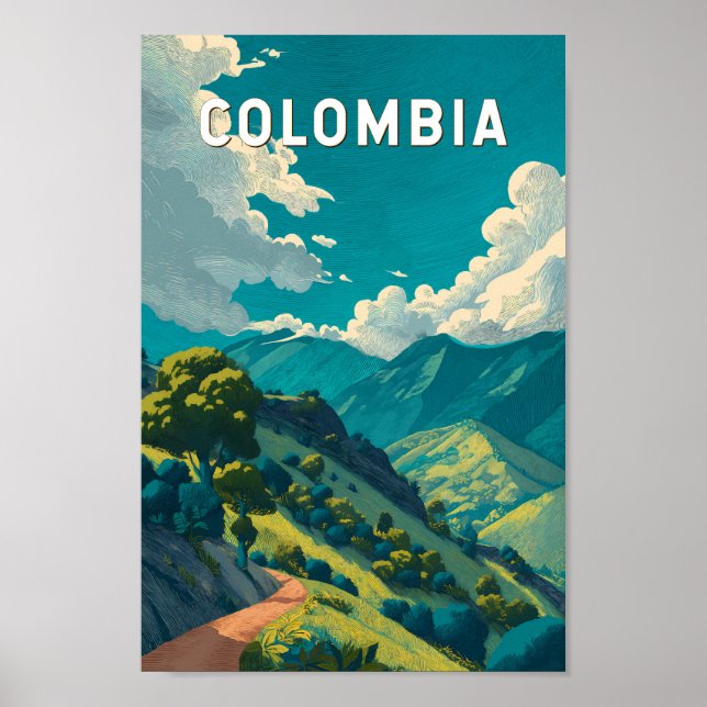 Affiche Illustration de voyage vintage Colombie (Devant)