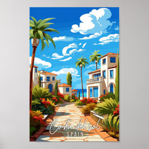 Affiche Illustration de voyage vintage Costa del sol Espag