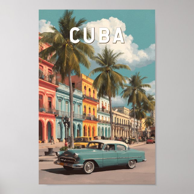 Affiche Illustration de voyage vintage Cuba (Devant)