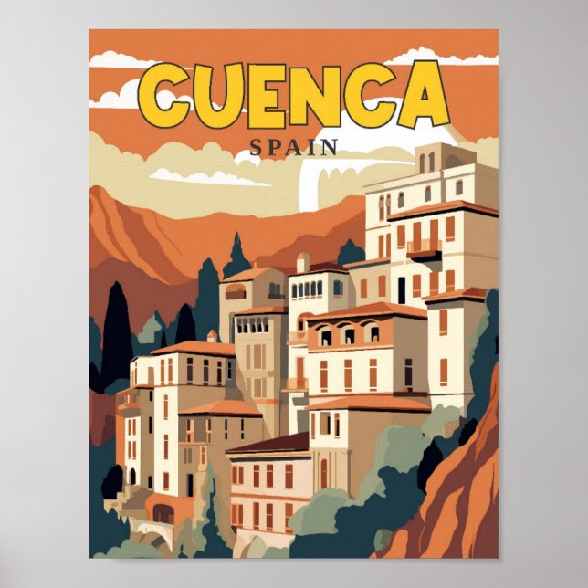 Affiche Illustration de voyage vintage Cuenca Espagne (Devant)