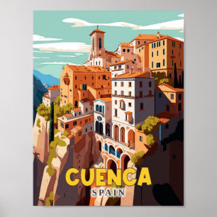 Affiche Illustration de voyage vintage Cuenca Espagne