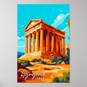 Affiche Illustration de voyage vintage d'Agrigente Italie