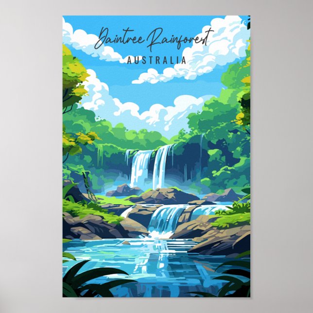 Affiche Illustration de voyage vintage Daintree Rainforest (Devant)