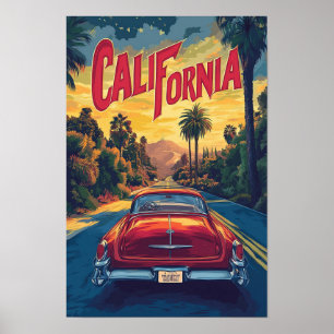 Affiche Illustration de voyage vintage d'art de Californie