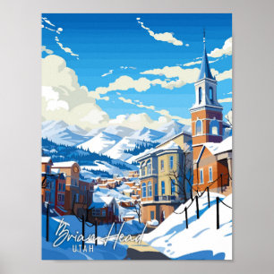 Affiche Illustration de voyage vintage de Brian Head Utah
