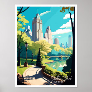 Affiche Illustration de voyage vintage de Central Park New