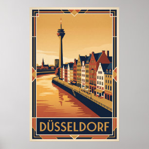 Affiche Illustration de voyage vintage de Düsseldorf en Al