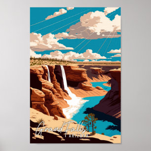 Affiche Illustration de voyage vintage de Grand Falls Ariz