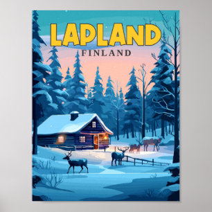 Affiche Illustration de voyage vintage de la Finlande de L