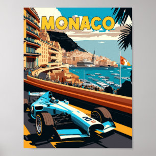 Affiche Illustration de voyage vintage de Monaco