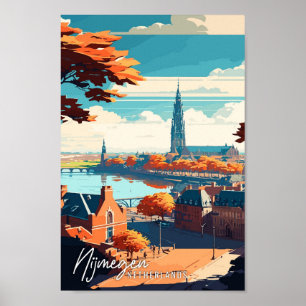 Affiche Illustration de voyage vintage de Nijmegen Pays-Ba