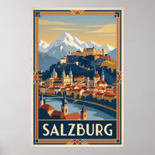 Affiche Illustration de voyage vintage de Salzbourg en Aut