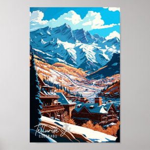 Affiche Illustration de voyage vintage de Telluride Ski Co