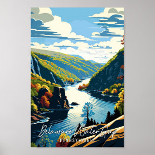Affiche Illustration de voyage vintage Delaware Water Gap
