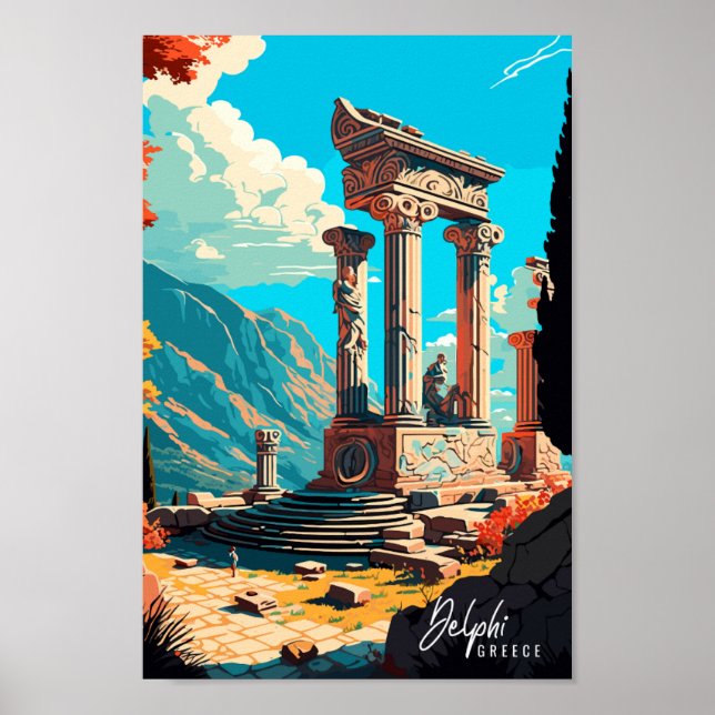 Affiche Illustration de voyage vintage Delphi Greece (Devant)
