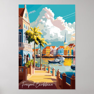 Affiche Illustration de voyage vintage des Caraïbes Freepo