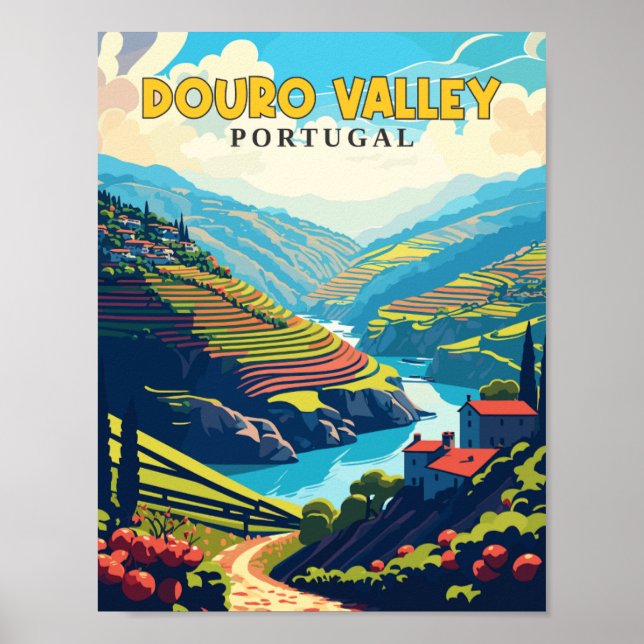 Affiche Illustration de voyage vintage Douro Valley Portug (Devant)