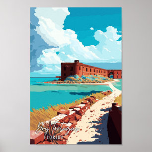 Affiche Illustration de voyage vintage Dry Tortugas Florid
