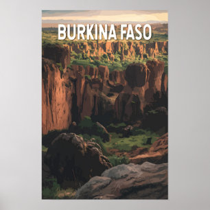 Affiche Illustration de voyage vintage du Burkina Faso