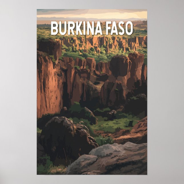 Affiche Illustration de voyage vintage du Burkina Faso (Devant)
