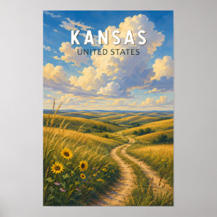 Affiche Illustration de voyage vintage du Kansas