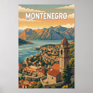Affiche Illustration de voyage vintage du Monténégro