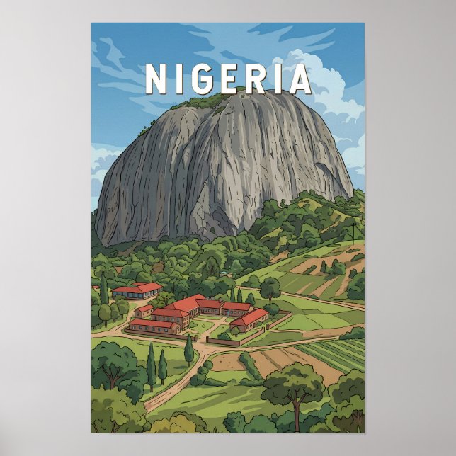 Affiche Illustration de voyage vintage du Nigeria (Devant)