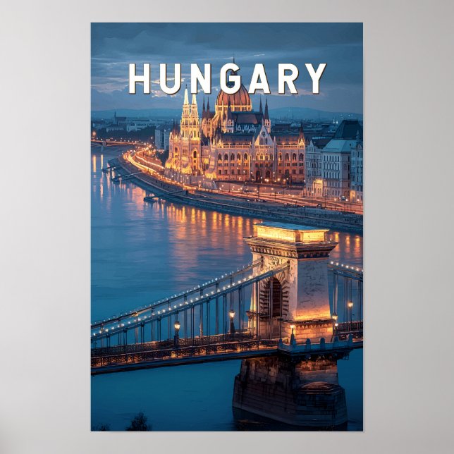 Affiche Illustration de voyage vintage en Hongrie (Devant)