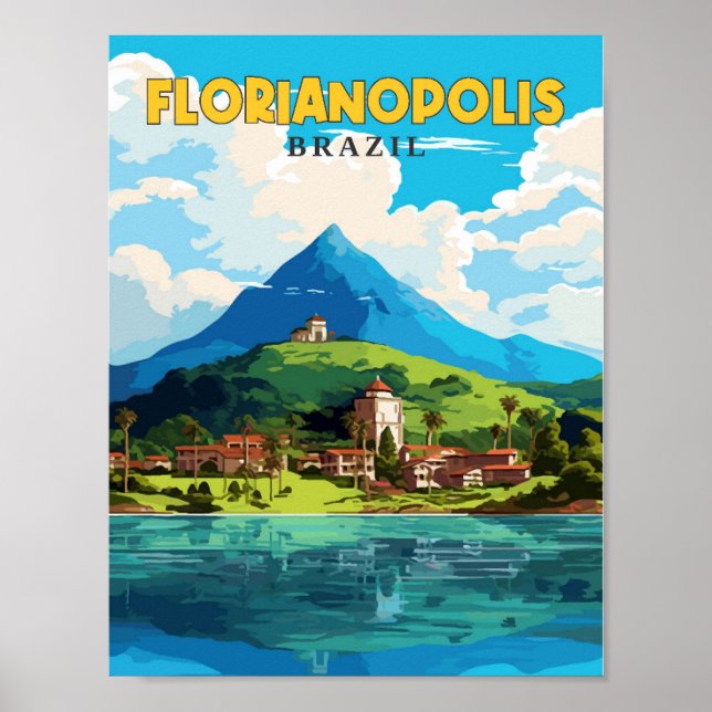 Affiche Illustration de voyage vintage Florianopolis Brési (Devant)