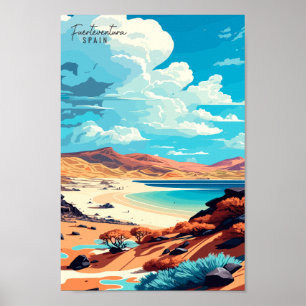 Affiche Illustration de voyage vintage Fuerteventura Espag