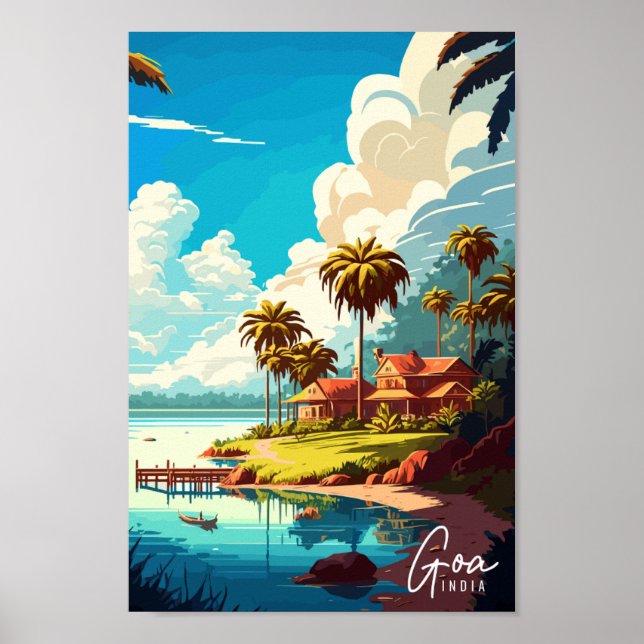 Affiche Illustration de voyage vintage Goa India (Devant)