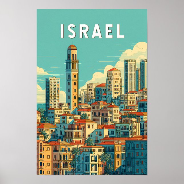 Affiche Illustration de voyage vintage Israël (Devant)