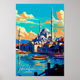Affiche Illustration de voyage vintage Istanbul Turquie Ar