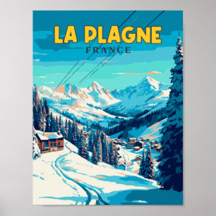 Affiche Illustration de voyage vintage La Plagne France