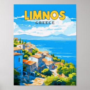 Affiche Illustration de voyage vintage Limnos Greece