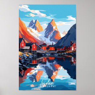 Affiche Illustration de voyage vintage Lofoten Norway