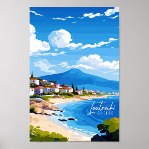 Affiche Illustration de voyage vintage Loutraki Grèce