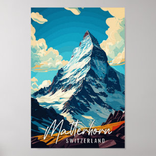 Affiche Illustration de voyage vintage Matterhorn Suisse