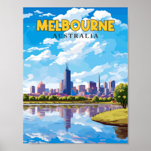 Affiche Illustration de voyage vintage Melbourne Australia