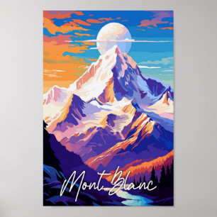 Affiche Illustration de voyage vintage Mont Blanc