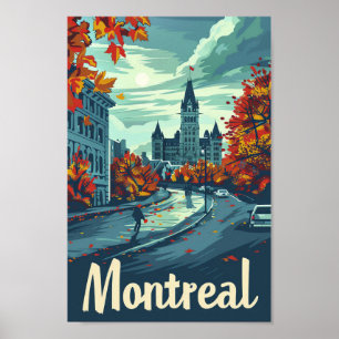 Affiche Illustration de voyage Vintage Montréal Canada