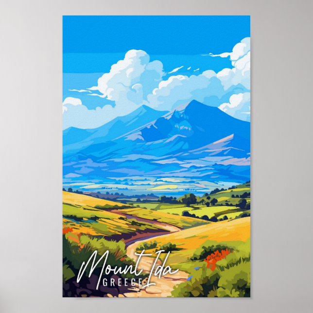 Affiche Illustration de voyage vintage Mount Ida Greece (Devant)
