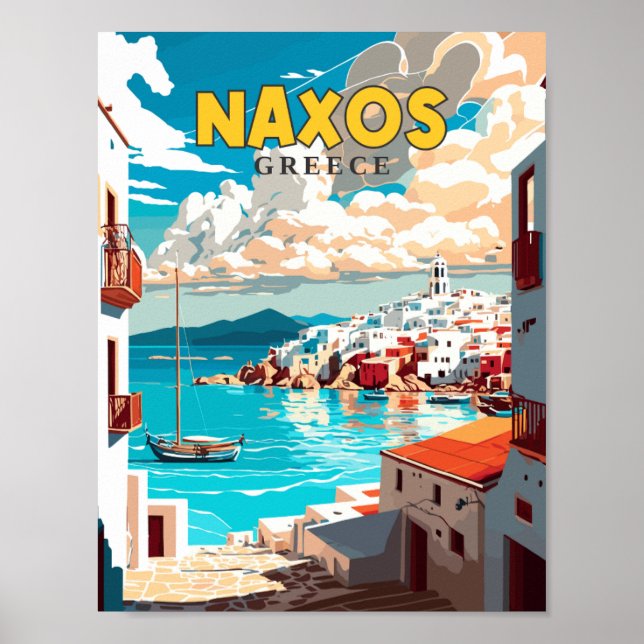 Affiche Illustration de voyage vintage Naxos Greece (Devant)