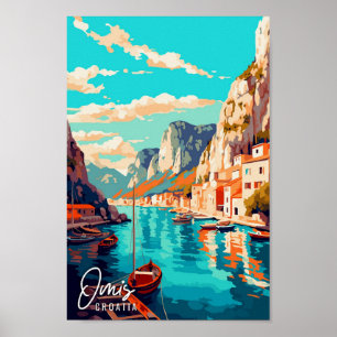 Affiche Illustration de voyage vintage Omis Croatia