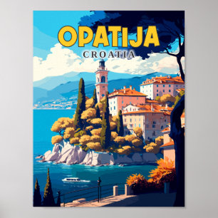 Affiche Illustration de voyage vintage Opatija Croatia
