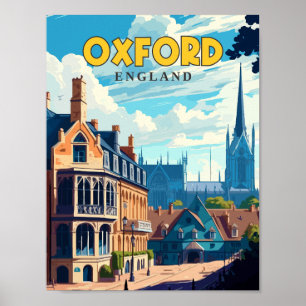 Affiche Illustration de voyage vintage Oxford England
