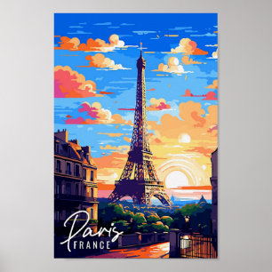 Affiche Illustration de voyage vintage Paris France
