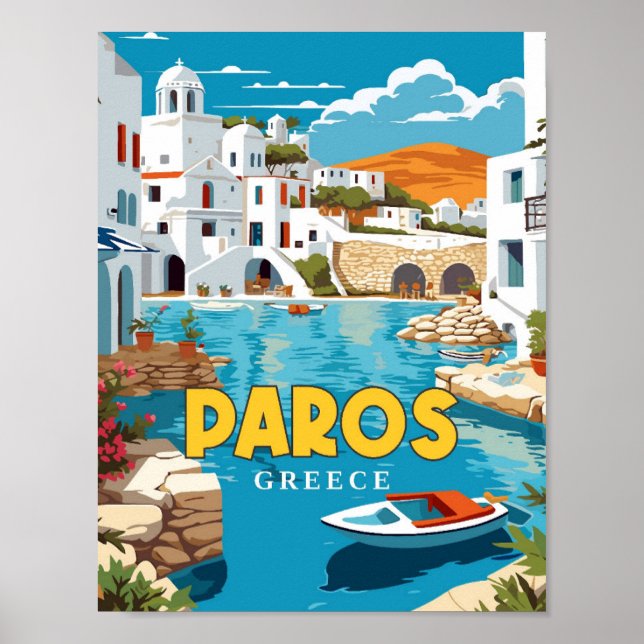Affiche Illustration de voyage vintage Paros Greece (Devant)