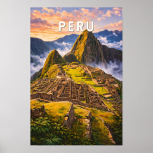Affiche Illustration de voyage vintage Pérou